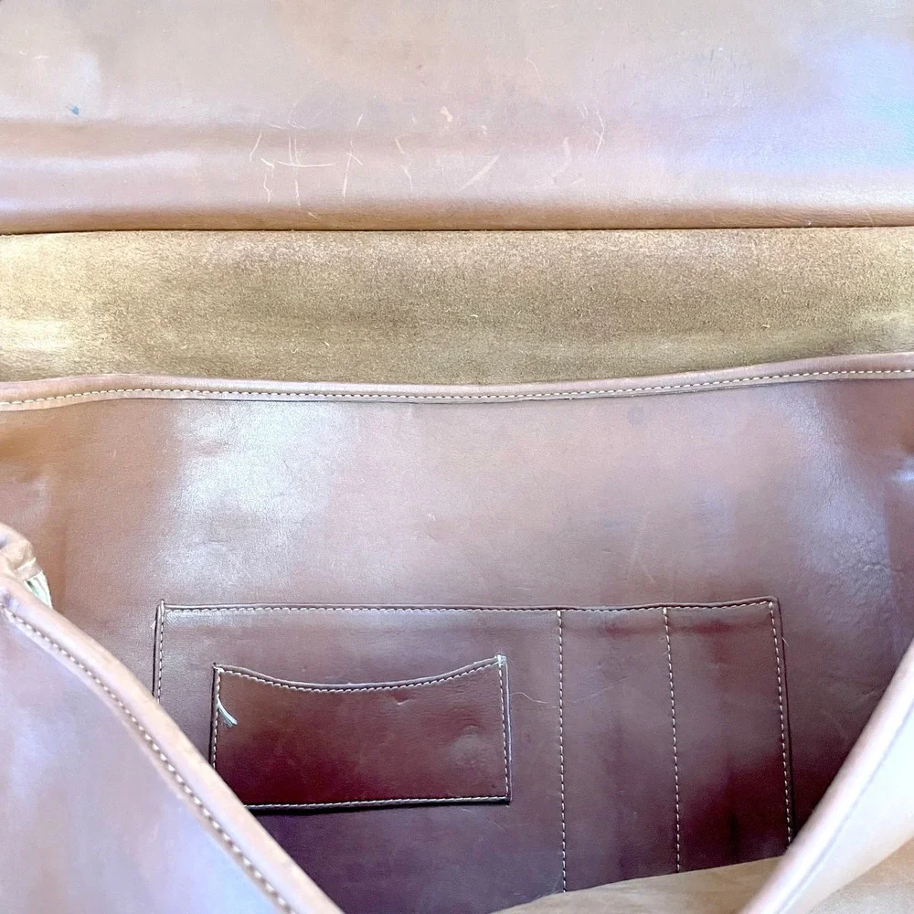 Vintage Coach Beekman Briefcase British Tan Leather Messenger Bag Academia